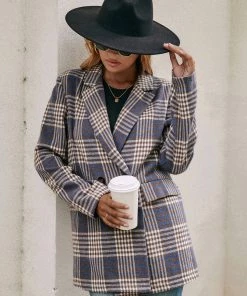 YBL New In Clothing Smaibulun | Plaid Double-Breasted Blazer