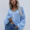 MY Smaibulun | Puff Sleeve V-Neck Sweater - Blue