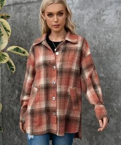 YBL Smaibulun | Rust Plaid Side-Pocket Button-Up Shirt New In Clothing 9 YBL Smaibulun | Rust Plaid Side-Pocket Button-Up Shirt New In Clothing