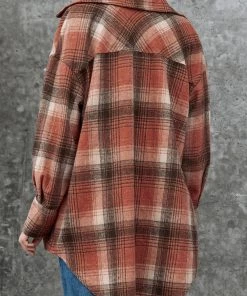 YBL Smaibulun | Rust Plaid Side-Pocket Button-Up Shirt New In Clothing 8 YBL Smaibulun | Rust Plaid Side-Pocket Button-Up Shirt New In Clothing
