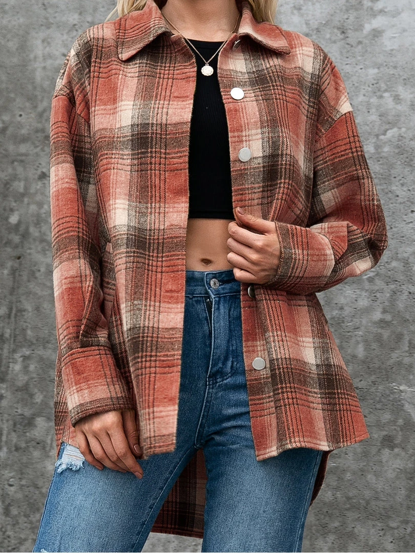 YBL Smaibulun | Rust Plaid Side-Pocket Button-Up Shirt New In Clothing 1 YBL Smaibulun | Rust Plaid Side-Pocket Button-Up Shirt New In Clothing