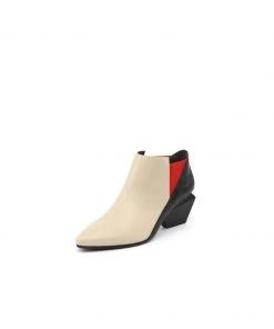Jady Rose New In Shoes JadyRose | Structural-Heel Contrast Color Leather Boot