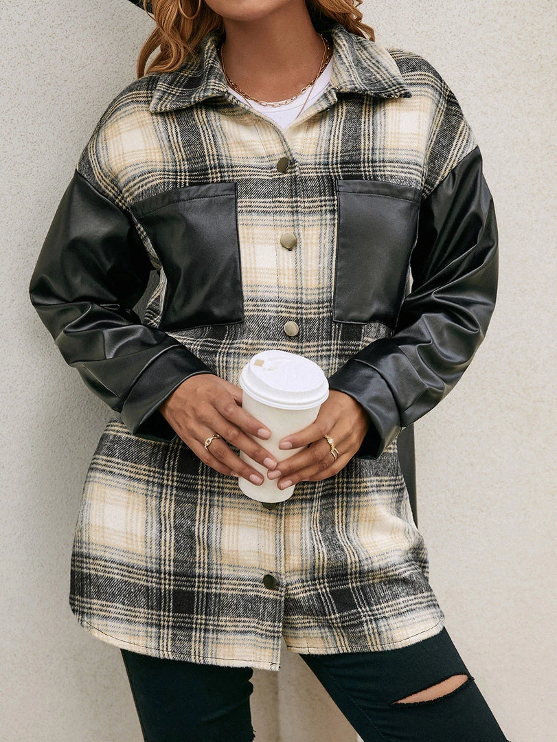 YBL New In Clothing Smaibulun | Plaid Bishop-Sleeve Shacket 1 YBL New In Clothing Smaibulun | Plaid Bishop-Sleeve Shacket