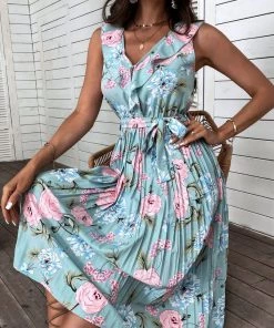 BFZY NEW ARRIVALS UKE MIDI DRESS - BLUE FLORAL