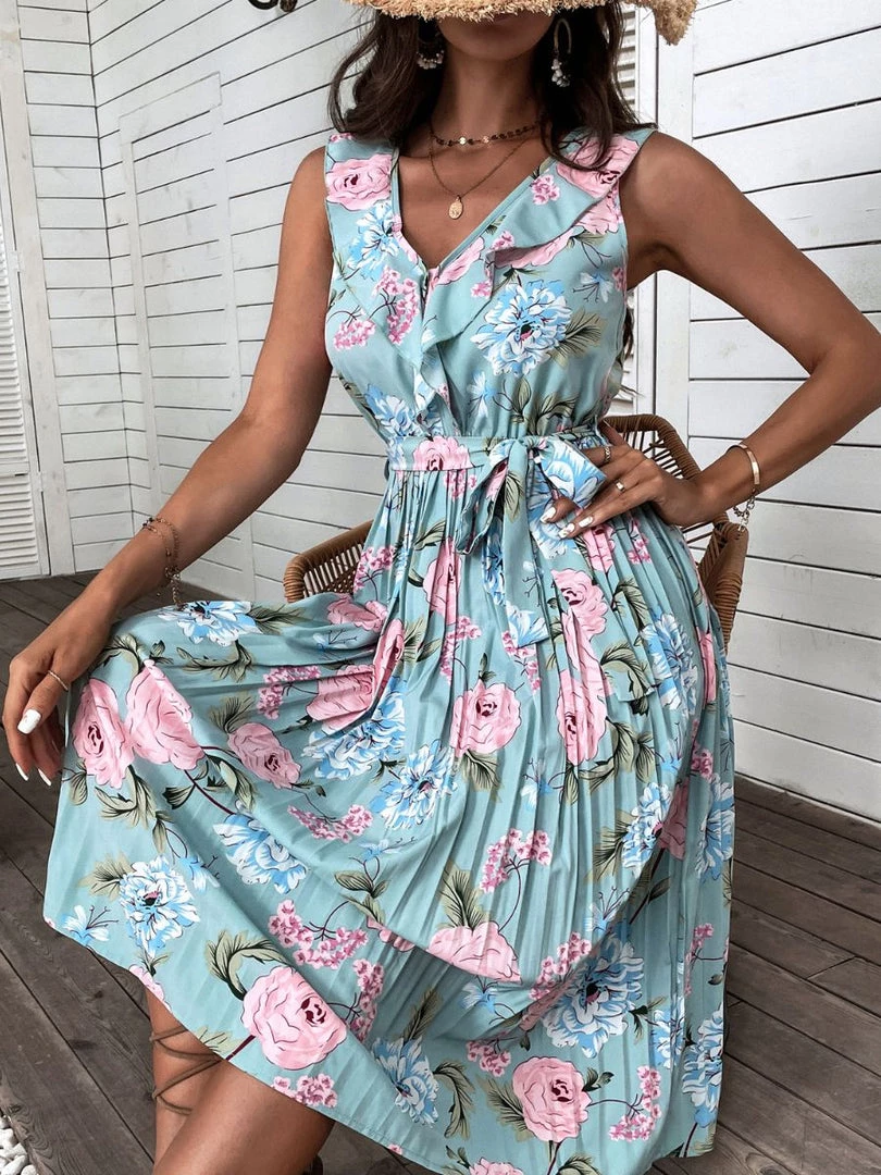 BFZY NEW ARRIVALS UKE MIDI DRESS - BLUE FLORAL 1 BFZY NEW ARRIVALS UKE MIDI DRESS - BLUE FLORAL