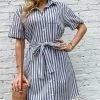 BFZY NEW ARRIVALS ANTONETTE DRESS - GREY STRIPE