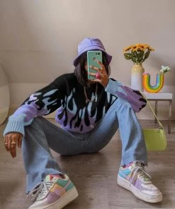 MY New In Clothing Smaibulun | Violet Flame Black Knit Sweater