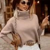MY Smaibulun | Beige Oversized Collar Turtleneck Knit Sweater