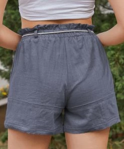BBYS New In Clothing Cinder Christine Pocket Linen Shorts - Charcoal