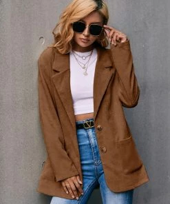 YBL New In Clothing Smaibulun | Corduroy Casual Jacket - Caramel