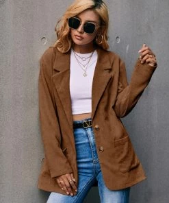 YBL New In Clothing Smaibulun | Corduroy Casual Jacket - Caramel