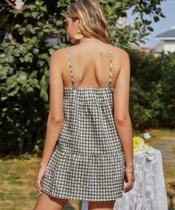 BBYS Plaid Cotton Blend Singlet Dress - Black New In Clothing