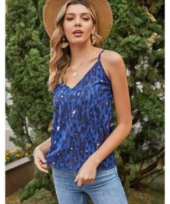 BBYS New In Clothing Taupe Leopard Chevron Singlet Top - Blue