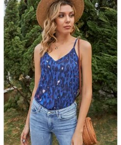 BBYS New In Clothing Taupe Leopard Chevron Singlet Top - Blue