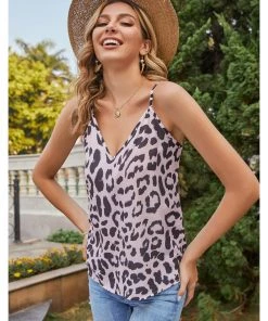 BBYS New In Clothing Taupe Leopard Chevron Singlet Top - Beige