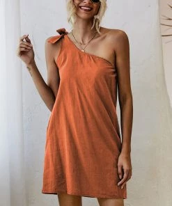 BBYS New In Clothing Asymmetric Pocket Shift Dress - Orange