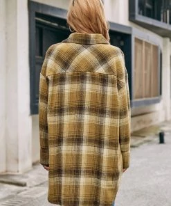 YBL New In Clothing Smaibulun | Side Pockets Plaid Button-Up Shirt Jacket