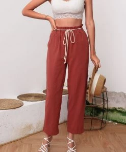 BFZY ALMA LINEN PANTS - RUST NEW ARRIVALS