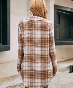 YBL Smaibulun | Gingham Button-Up Shirt Jacket - Brown 11 YBL Smaibulun | Gingham Button-Up Shirt Jacket - Brown