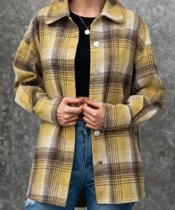 YBL Smaibulun | Yellow Plaid Side-Pocket Button-Up Shirt New In Clothing 9 YBL Smaibulun | Yellow Plaid Side-Pocket Button-Up Shirt New In Clothing