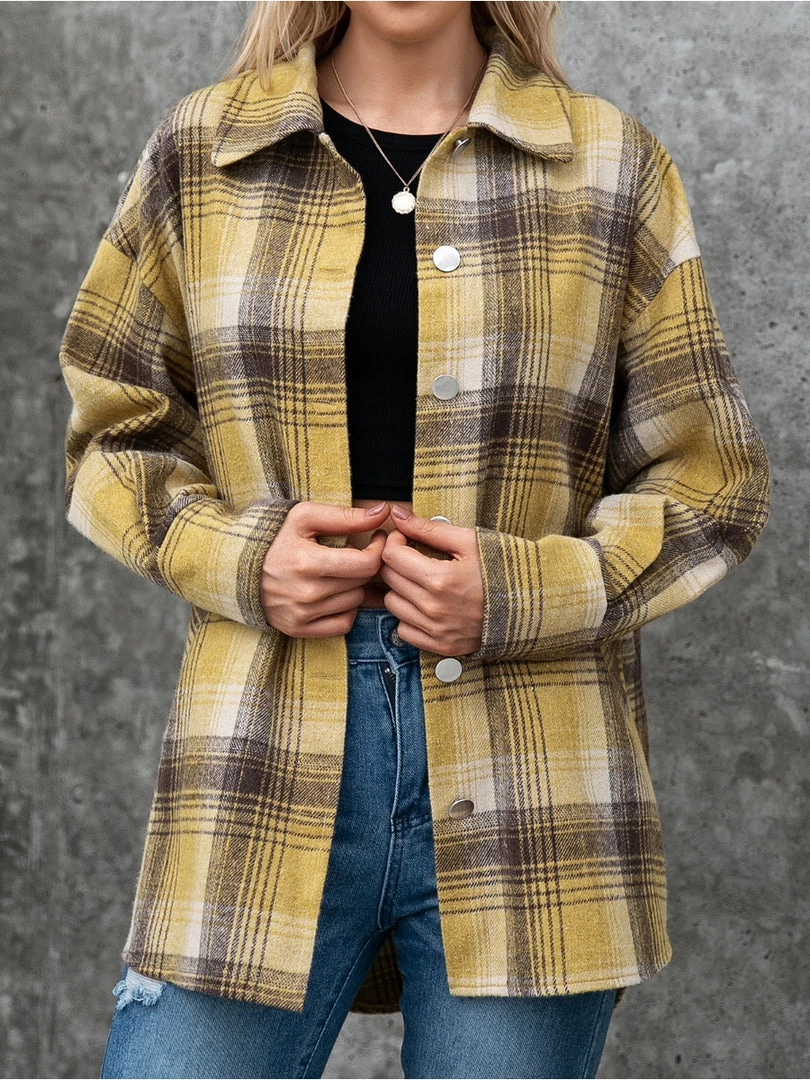 YBL Smaibulun | Yellow Plaid Side-Pocket Button-Up Shirt New In Clothing 4 YBL Smaibulun | Yellow Plaid Side-Pocket Button-Up Shirt New In Clothing