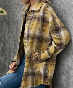YBL Smaibulun | Yellow Plaid Side-Pocket Button-Up Shirt New In Clothing 10 YBL Smaibulun | Yellow Plaid Side-Pocket Button-Up Shirt New In Clothing