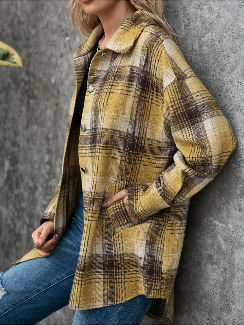 YBL Smaibulun | Yellow Plaid Side-Pocket Button-Up Shirt New In Clothing 5 YBL Smaibulun | Yellow Plaid Side-Pocket Button-Up Shirt New In Clothing