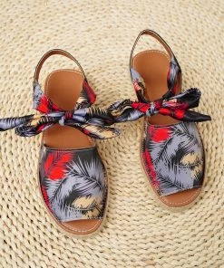 HT EN BLOOM | TROPICAL PRINT ANKLE BOW ESPADRILLES