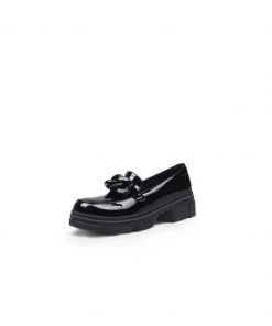 Jady Rose JadyRose | Mega Chain Black Leather Loafer NEW ARRIVALS