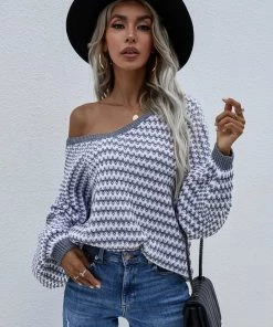 MY Smaibulun | Puff Sleeve V-Neck Sweater - Grey New In Clothing