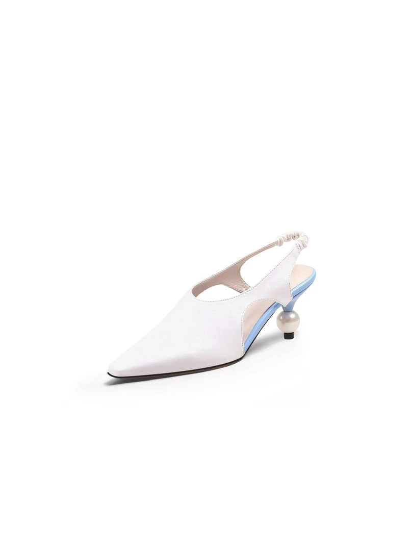 Jady Rose NEW ARRIVALS JadyRose | Pearl Heel Cut-Out Leather Cream Slingback 3 Jady Rose NEW ARRIVALS JadyRose | Pearl Heel Cut-Out Leather Cream Slingback