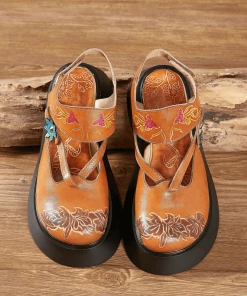 JF NEW ARRIVALS SOFFIA | YELLOW CUT-PUT STRAP LEATHER SANDAL