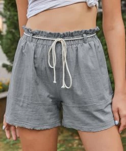 BBYS New In Clothing Cinder Christine Pocket Linen Shorts - Grey
