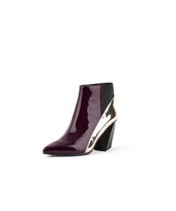 Jady Rose JadyRose | Claret Structural-Heel Contrast Patent Leather Ankle Boot
