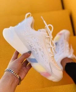 HT En Bloom |White & Mesh Stripe Sole Ugly Daddy Sneaker Sneaker & Athletic