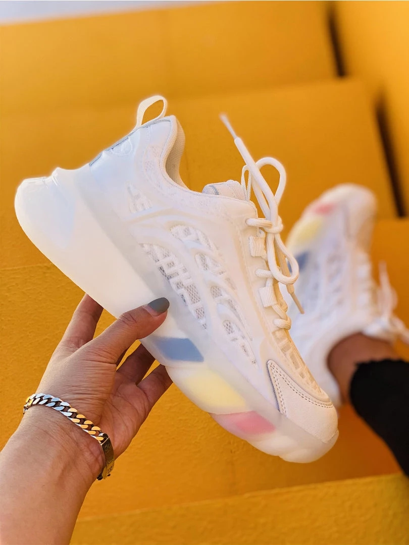 HT En Bloom |White & Mesh Stripe Sole Ugly Daddy Sneaker Sneaker & Athletic 2 HT En Bloom |White & Mesh Stripe Sole Ugly Daddy Sneaker Sneaker & Athletic