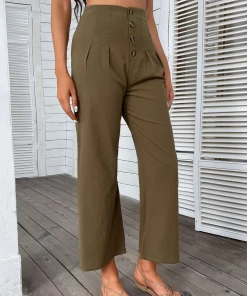 BFZY BACK IT LINEN PANTS - OLIVE