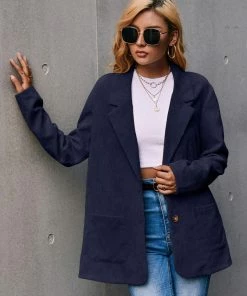 YBL New In Clothing Smaibulun | Corduroy Casual Jacket - Navy