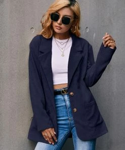 YBL New In Clothing Smaibulun | Corduroy Casual Jacket - Navy