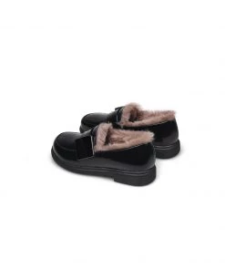 Jady Rose New In Shoes JadyRose | Faux Fur Lined Side Square Buckle Leather Loafer