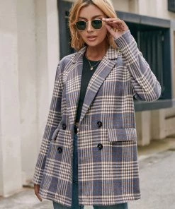 YBL New In Clothing Smaibulun | Plaid Double-Breasted Blazer