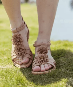 NEW ARRIVALS SIKETU | Beige Daisy Deco Gladiator Sandals