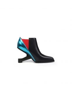 Jady Rose New In Shoes JadyRose | Blue Red Contrast Elevator Heel Ankle Boot