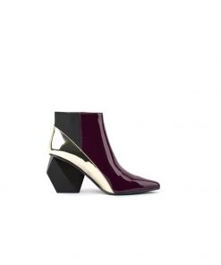 Jady Rose JadyRose | Claret Structural-Heel Contrast Patent Leather Ankle Boot