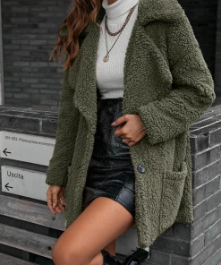 YBL New In Clothing Smaibulun Doll | Khaki Single-Breasted Fleece Coat