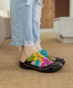 RXD SOFFIA | SUMMER BLOOM BLACK LEATHER SANDAL NEW ARRIVALS