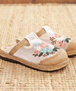 TC CACTUS ROSE | EMBROIDERED MESH UPPER LINEN MULE