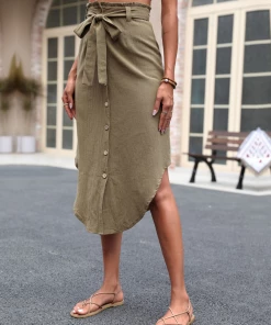 BFZY HARPA LINEN SKIRT - KHAKI NEW ARRIVALS 10 BFZY HARPA LINEN SKIRT - KHAKI NEW ARRIVALS