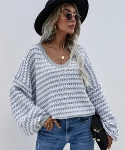 MY New In Clothing Smaibulun | Puff Sleeve V-Neck Sweater - Smoke 9 MY New In Clothing Smaibulun | Puff Sleeve V-Neck Sweater - Smoke