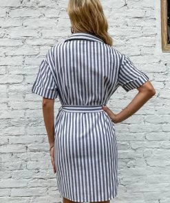 BFZY NEW ARRIVALS ANTONETTE DRESS - GREY STRIPE